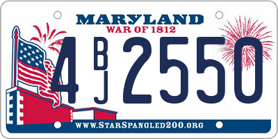 MD license plate 4BJ2550