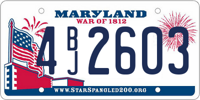 MD license plate 4BJ2603
