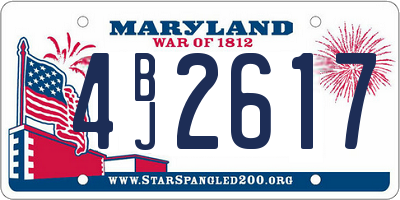 MD license plate 4BJ2617