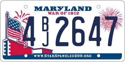 MD license plate 4BJ2647