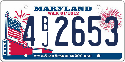 MD license plate 4BJ2653