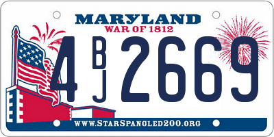 MD license plate 4BJ2669