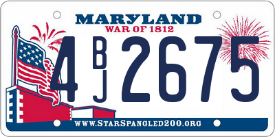 MD license plate 4BJ2675