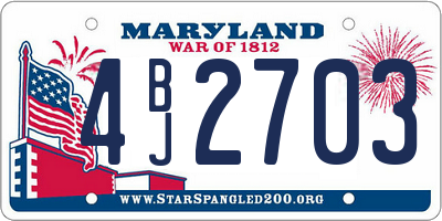 MD license plate 4BJ2703