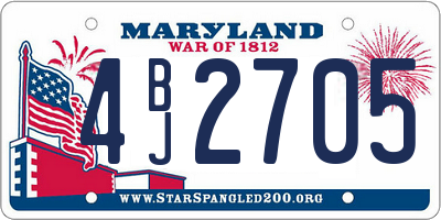 MD license plate 4BJ2705