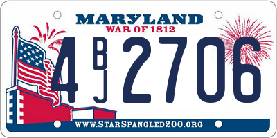 MD license plate 4BJ2706