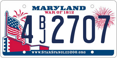 MD license plate 4BJ2707