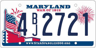 MD license plate 4BJ2721