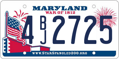 MD license plate 4BJ2725