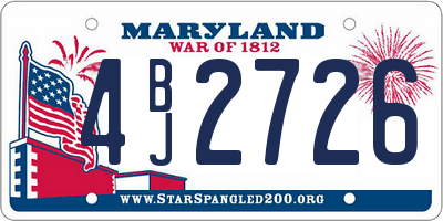 MD license plate 4BJ2726