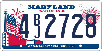 MD license plate 4BJ2728