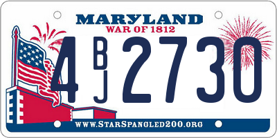MD license plate 4BJ2730