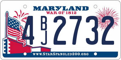 MD license plate 4BJ2732