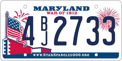 MD license plate 4BJ2733