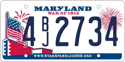 MD license plate 4BJ2734