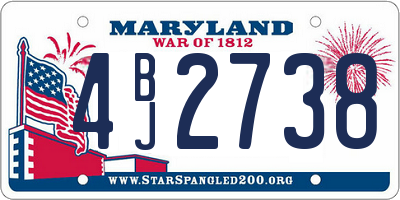 MD license plate 4BJ2738