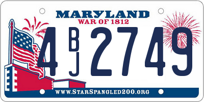 MD license plate 4BJ2749