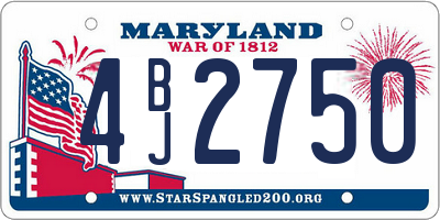MD license plate 4BJ2750