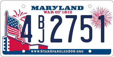 MD license plate 4BJ2751