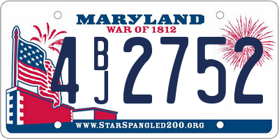 MD license plate 4BJ2752