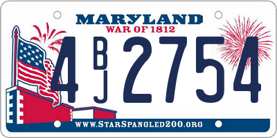 MD license plate 4BJ2754