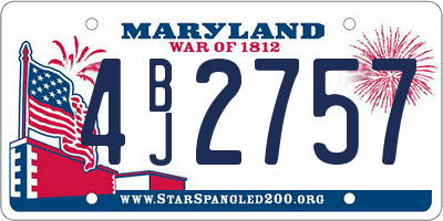 MD license plate 4BJ2757