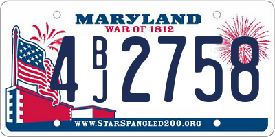 MD license plate 4BJ2758