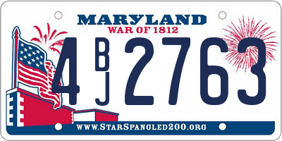 MD license plate 4BJ2763
