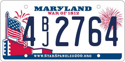 MD license plate 4BJ2764