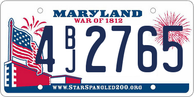 MD license plate 4BJ2765