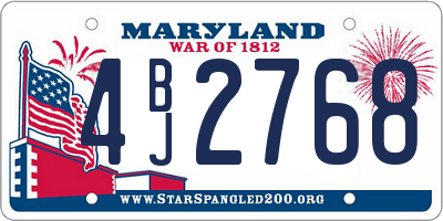MD license plate 4BJ2768