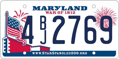 MD license plate 4BJ2769