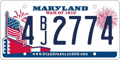 MD license plate 4BJ2774