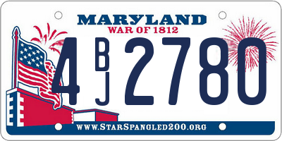 MD license plate 4BJ2780