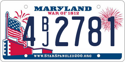 MD license plate 4BJ2781
