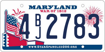 MD license plate 4BJ2783