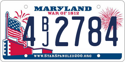 MD license plate 4BJ2784
