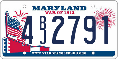 MD license plate 4BJ2791