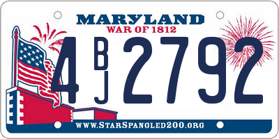MD license plate 4BJ2792
