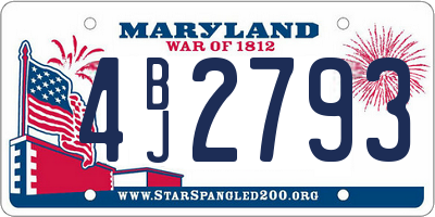 MD license plate 4BJ2793