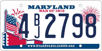 MD license plate 4BJ2798