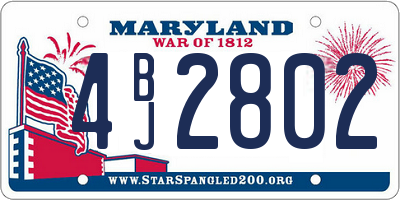 MD license plate 4BJ2802