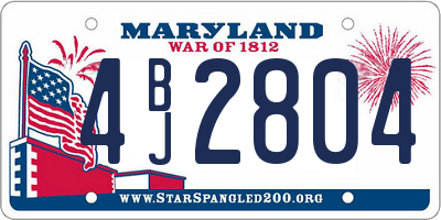 MD license plate 4BJ2804