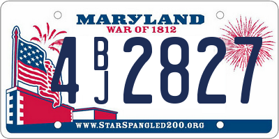 MD license plate 4BJ2827