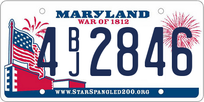 MD license plate 4BJ2846