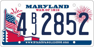 MD license plate 4BJ2852