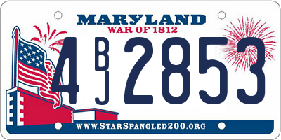 MD license plate 4BJ2853