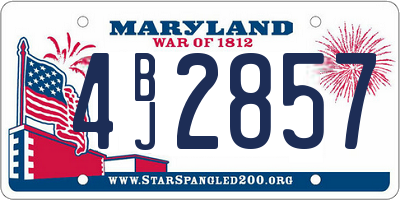 MD license plate 4BJ2857