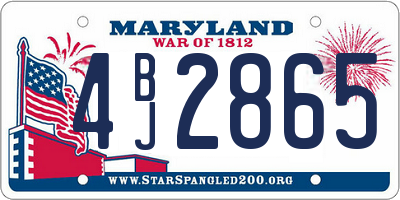 MD license plate 4BJ2865