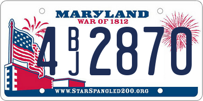 MD license plate 4BJ2870